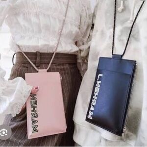 Cream Vertical Crossbody Phone Bag with Chain Strap